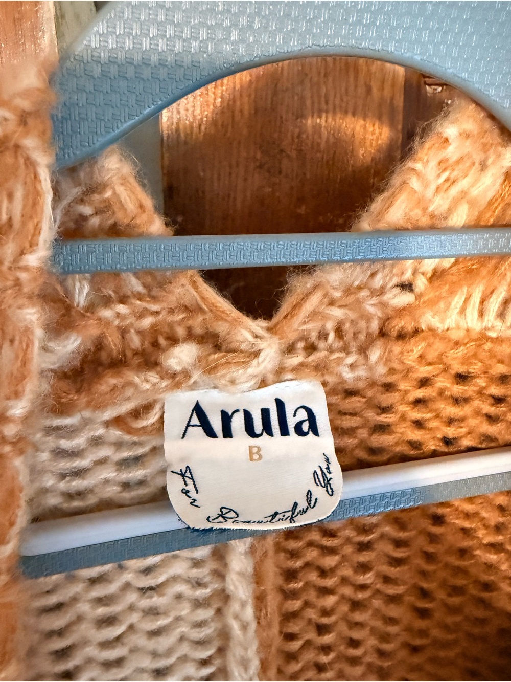 ARULA Checkerboard Open-Front Cardigan - Cream & Brown - Picture 3 of 3